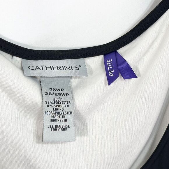 Catherines Plus Sz 26W 28W Dress 3X Black White Midi Shift Stripe Sleeveless 186 - Picture 5 of 6